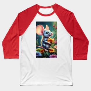 Mouse with flower Baseball T-Shirt